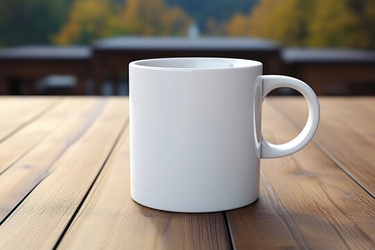 A simple ceramic coffee mug with a blank space for personalized messages or artwork. Ideal for custom gift concepts. Generative Ai.