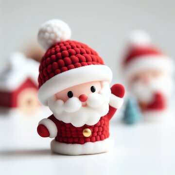 An image of a cute toy Santa Claus. Children's Christmas toy.