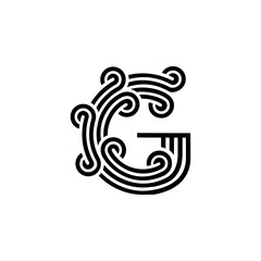 the logo consists of the letter G and wave combined. Outline and elegant.