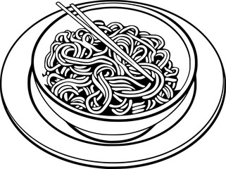 Outline illustration of noodle for coloring page