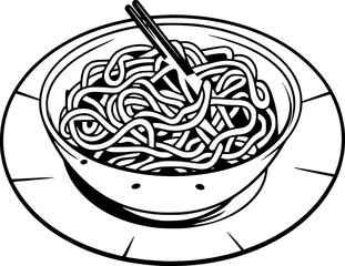 Outline illustration of noodle for coloring page