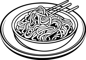 Outline illustration of noodle for coloring page