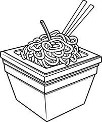 Outline illustration of noodle for coloring page
