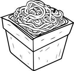 Outline illustration of noodle for coloring page