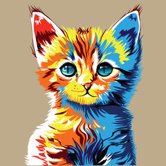 Cat kitten abstract watercolor vector