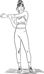 Young sporty woman stretching at the gym