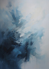 an abstract painting of blue and white clouds. Expressive Cyan oil painting background