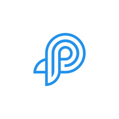 Letter P Tech Logo Line Designs Inspiration . Abstract letter P logo Line . Letter P Linear Logo Stock Vector