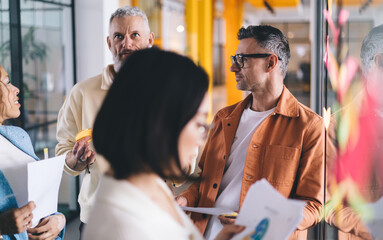 Coworkers cooperating on startup project