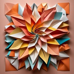 AI generated illustration of a vibrant origami flower design crafted with precision and detail