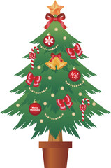 クリスマスツリーのイラスト素材　シンプル　フラット　ベクター