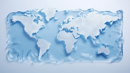 World map made of ice for modern globalization design