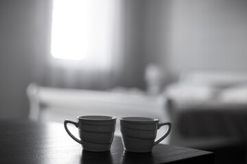 coffee in the morning. Couple coffee cups. 