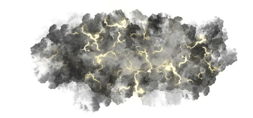 lightning clouds on a transparent background