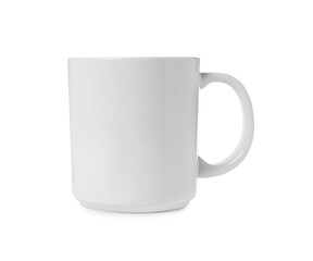 One light ceramic mug isolated on white