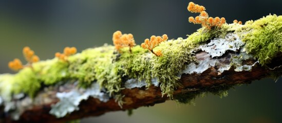 Closeup of lichen covered tree trunk as a natural backdrop