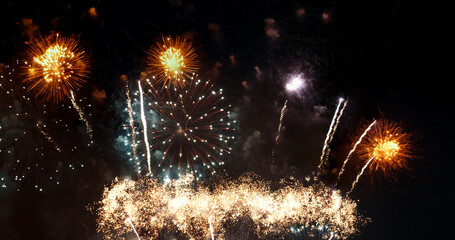 Colorful vibrant Firework celebrate anniversary happy new year 2022, 4th of july holiday festival....