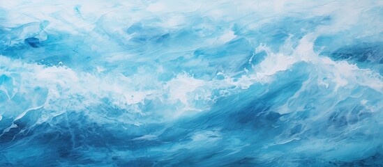 Abstract acrylic painting of a wave with a water texture background on paper