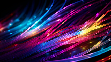 Abstract information flow cables - abstract colourful background with glowing lights