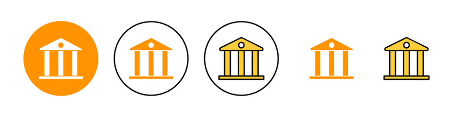 Bank icon set for web and mobile app. Bank sign and symbol, museum, university