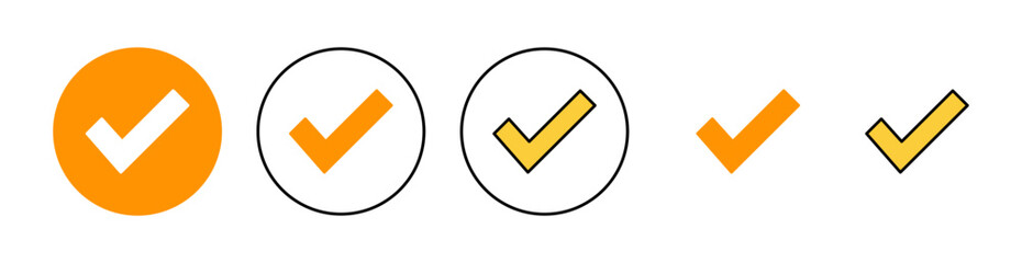 Check mark icon set for web and mobile app. Tick mark sign and symbol