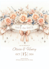Fototapeta na wymiar Save the date wedding invitation template
