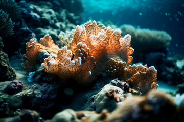 Fototapeta premium Beautiful coral under the sea, Generative AI 