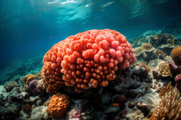 Beautiful coral under the sea, Generative AI	
