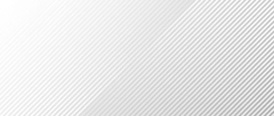 Fotobehang Abstract thin diagonal lines background. Slanted parallel grey stripes wallpaper. Vector silver skew geometric template for banner, poster, presentation, brochure, print, flyer, card, cover, booklet © vika_k