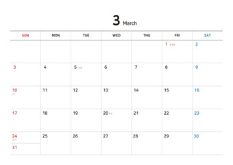 Korea 2024 desktop calendar template