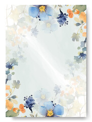 Romantic hand drawn blue geranium floral wedding invitation card set