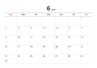 Korea 2024 desktop calendar template