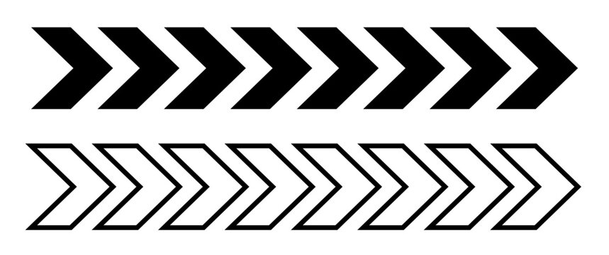Set of tire track pattern zigzag arrow speeds flat illustration decoration