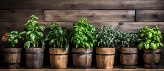 Farm has plants in wooden containers