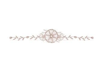 blossom flower line divider for footer or header decoration. Vector hand drawn wedding flower decoration © Abdie