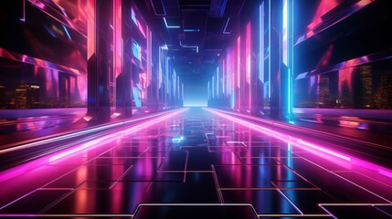 Futuristic Sci Fi Modern Pink and blue pipelines.  Club sounds and EDM