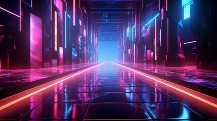 Futuristic Sci Fi Modern Pink and blue pipelines.  Club sounds and EDM