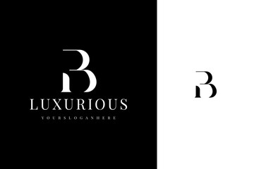elegant simple minimal luxury serif font alphabet letter b logo design