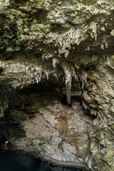 Beautiful view of the The 3 Eyes National Park in Santo Domingo - Dominican Republic- underwater lagoon, caves, gardens