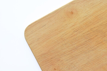 wooden cutting board isolated on white background, plank wood in the kitchen