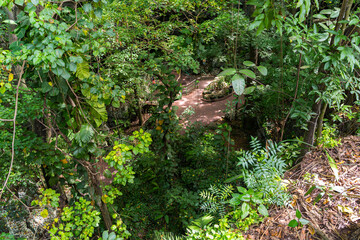 Beautiful view of the The 3 Eyes National Park in Santo Domingo - Dominican Republic- underwater lagoon, caves, gardens