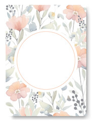 Watercolor peach anemone floral clipart. Wedding invitation elements. Botanic card design concept