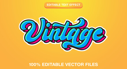 Vintage text effect editable retro text style