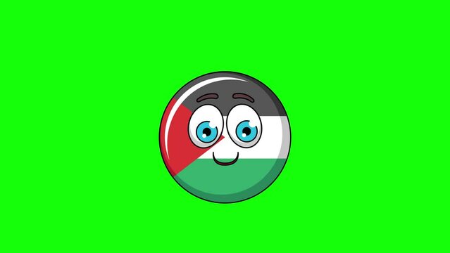 flag of palestine cartoon with money face, emoji emoticon animation
