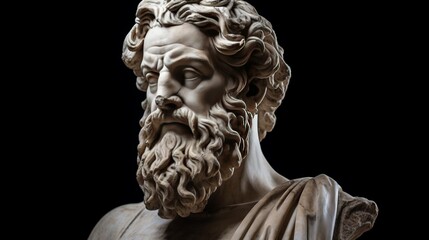 3d rendering of a golden and silver metal stoic bust illustration with strong reference to stoicism and philosopher on a clean and isolated background