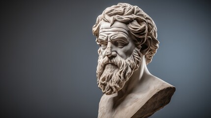 3d rendering of a golden and silver metal stoic bust illustration with strong reference to stoicism and philosopher on a clean and isolated background - obrazy, fototapety, plakaty