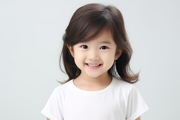 Portrait of a happy young Asian girl with a bright smile on her face, radiating joy and happiness. generative ai