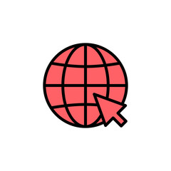 Web icon set illustration. go to web sign and symbol. web click icon. Global search icon