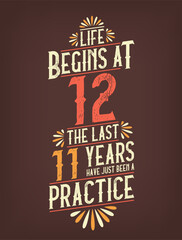 Life Begins At 12, The Last 11 Years Have Just Been a Practice. 12 Years Birthday T-shirt