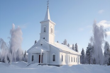 Fototapeta na wymiar 雪の中の小さな教会